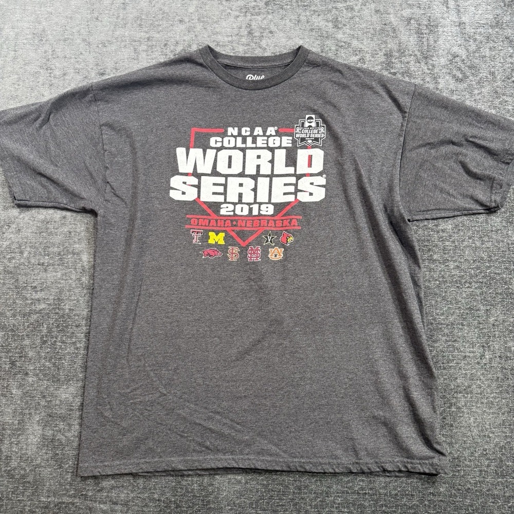 NCAA 2019 College World Series Men's Short Sleeve T Shirt Gray Size XXL Blue 84